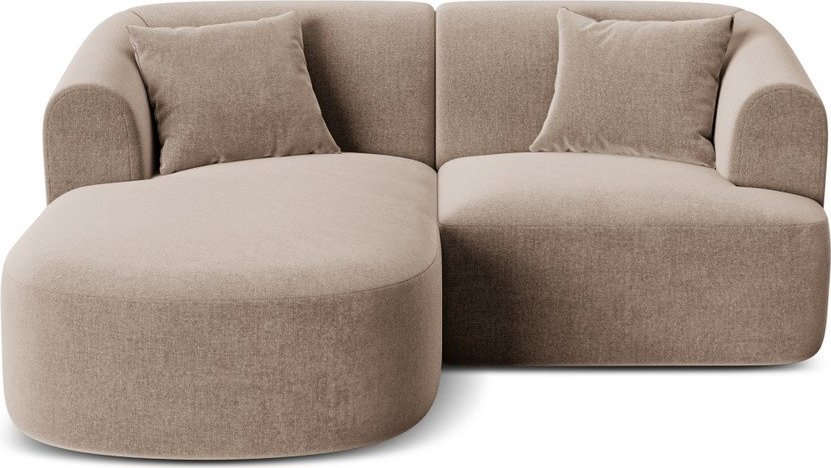 Světle hnědá sametová rohová pohovka (levý roh/s lenoškou) Campi – Cosmopolitan Design Cosmopolitan design