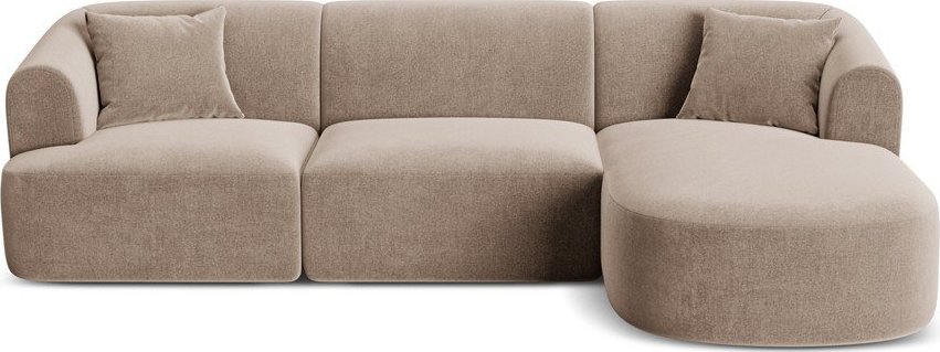 Světle hnědá sametová rohová pohovka (pravý roh/s lenoškou) Campi – Cosmopolitan Design Cosmopolitan design