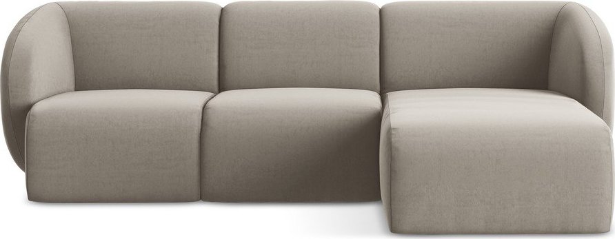 Světle hnědá sametová rohová pohovka (pravý roh/s lenoškou) Lani – Makamii Makamii