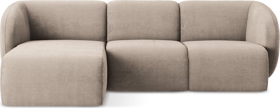 Světle hnědá žinylková rohová pohovka (levý roh/s lenoškou) Lani – Makamii Makamii