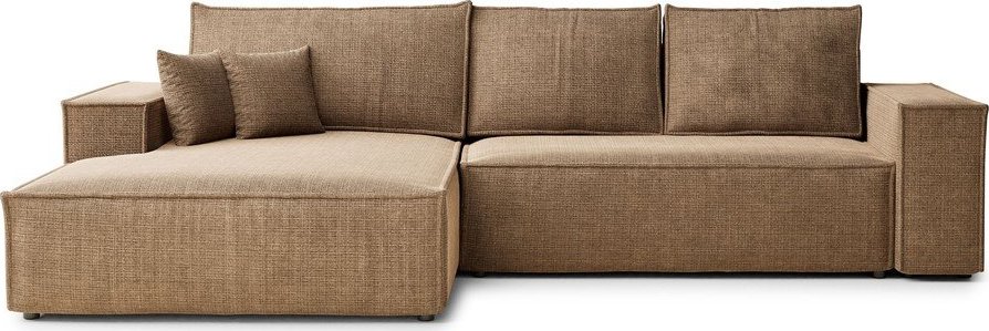 Světle hnědá žinylková rozkládací/s úložným prostorem rohová pohovka (levý roh/s lenoškou) Maze – Maison de Rêve Maison de Reve