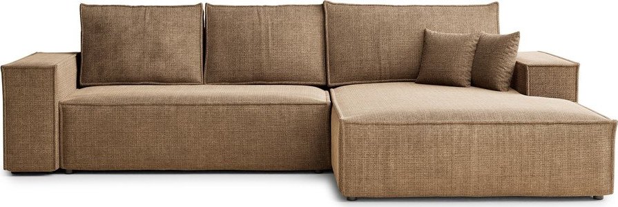 Světle hnědá žinylková rozkládací/s úložným prostorem rohová pohovka (pravý roh/s lenoškou) Maze – Maison de Rêve Maison de Reve