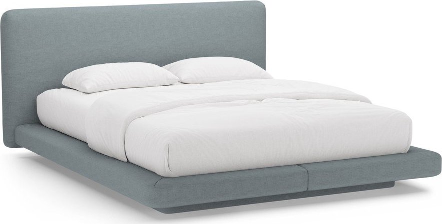 Světle modrá čalouněná dvoulůžková postel 140x200 cm Linea – Micadoni Micadoni