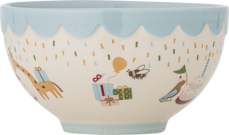 Světle modrá/krémová dětská miska z kameniny ø 13