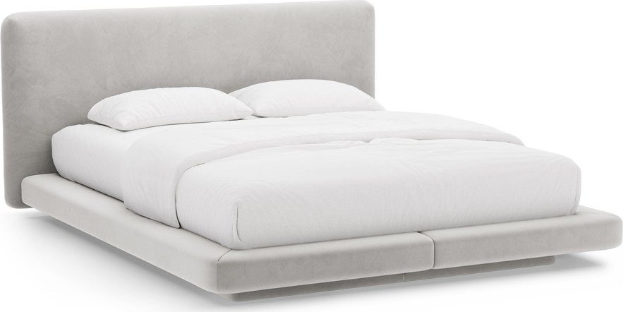 Světle šedá čalouněná dvoulůžková postel 160x200 cm Linea – Micadoni Micadoni