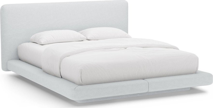 Světle šedá čalouněná dvoulůžková postel 180x200 cm Linea – Micadoni Micadoni