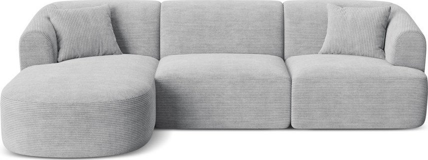 Světle šedá manšestrová rohová pohovka (levý roh/s lenoškou) Campi – Cosmopolitan Design Cosmopolitan design