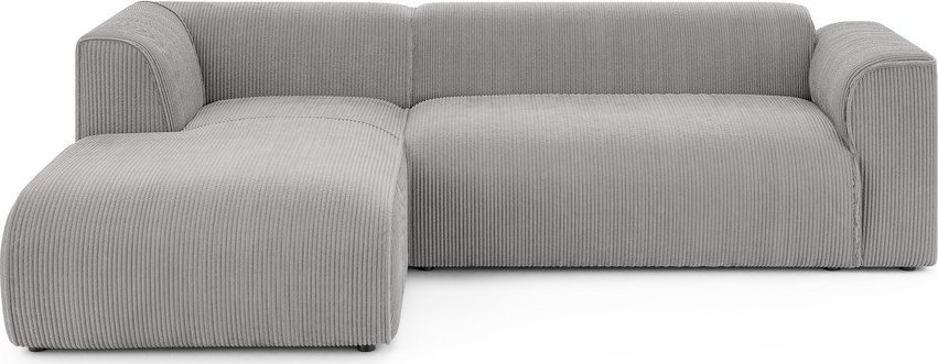 Světle šedá manšestrová rohová pohovka (levý roh/s lenoškou) Merid – Ropez Ropez