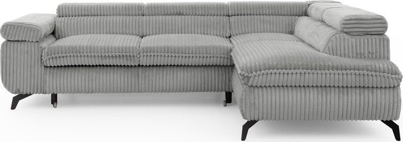 Světle šedá manšestrová rohová pohovka (pravý roh/do L) Marbeya – Ropez Ropez