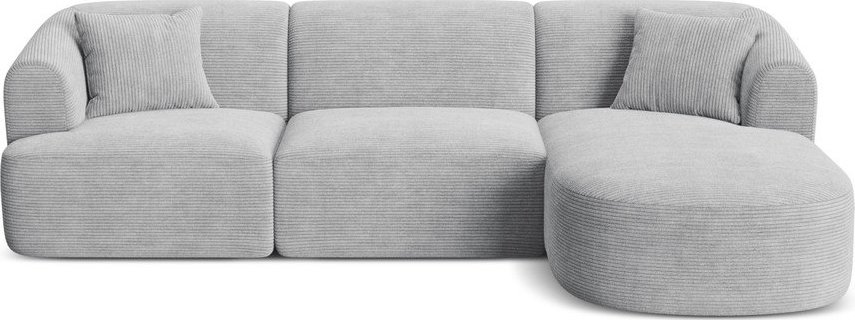 Světle šedá manšestrová rohová pohovka (pravý roh/s lenoškou) Campi – Cosmopolitan Design Cosmopolitan design