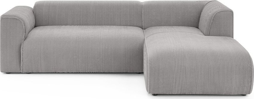 Světle šedá manšestrová rohová pohovka (pravý roh/s lenoškou) Merid – Ropez Ropez