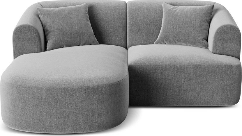 Světle šedá sametová rohová pohovka (levý roh/s lenoškou) Campi – Cosmopolitan Design Cosmopolitan design