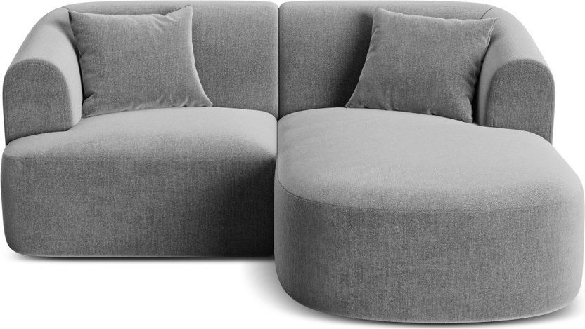 Světle šedá sametová rohová pohovka (pravý roh/s lenoškou) Campi – Cosmopolitan Design Cosmopolitan design