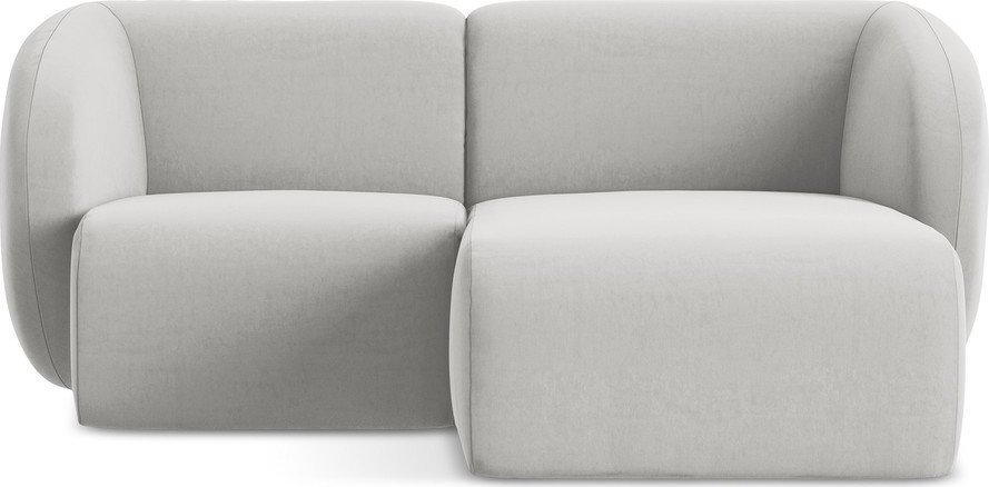 Světle šedá sametová rohová pohovka (pravý roh/s lenoškou) Lani – Makamii Makamii