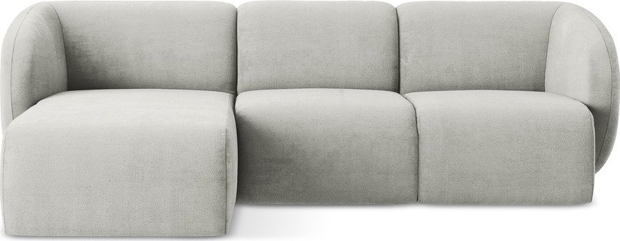 Světle šedá žinylková rohová pohovka (levý roh/s lenoškou) Lani – Makamii Makamii