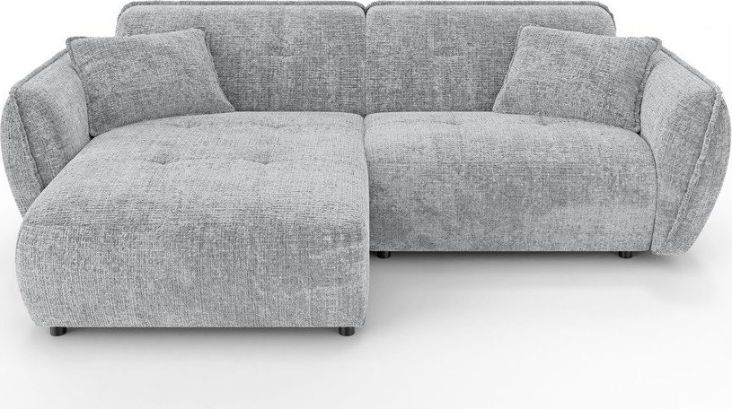 Světle šedá žinylková rohová pohovka (levý roh/s lenoškou) Nelia – Ropez Ropez