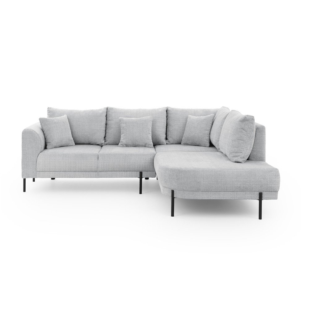 Světle šedá žinylková rohová pohovka (pravý roh/do L) Mauris – Ropez Ropez