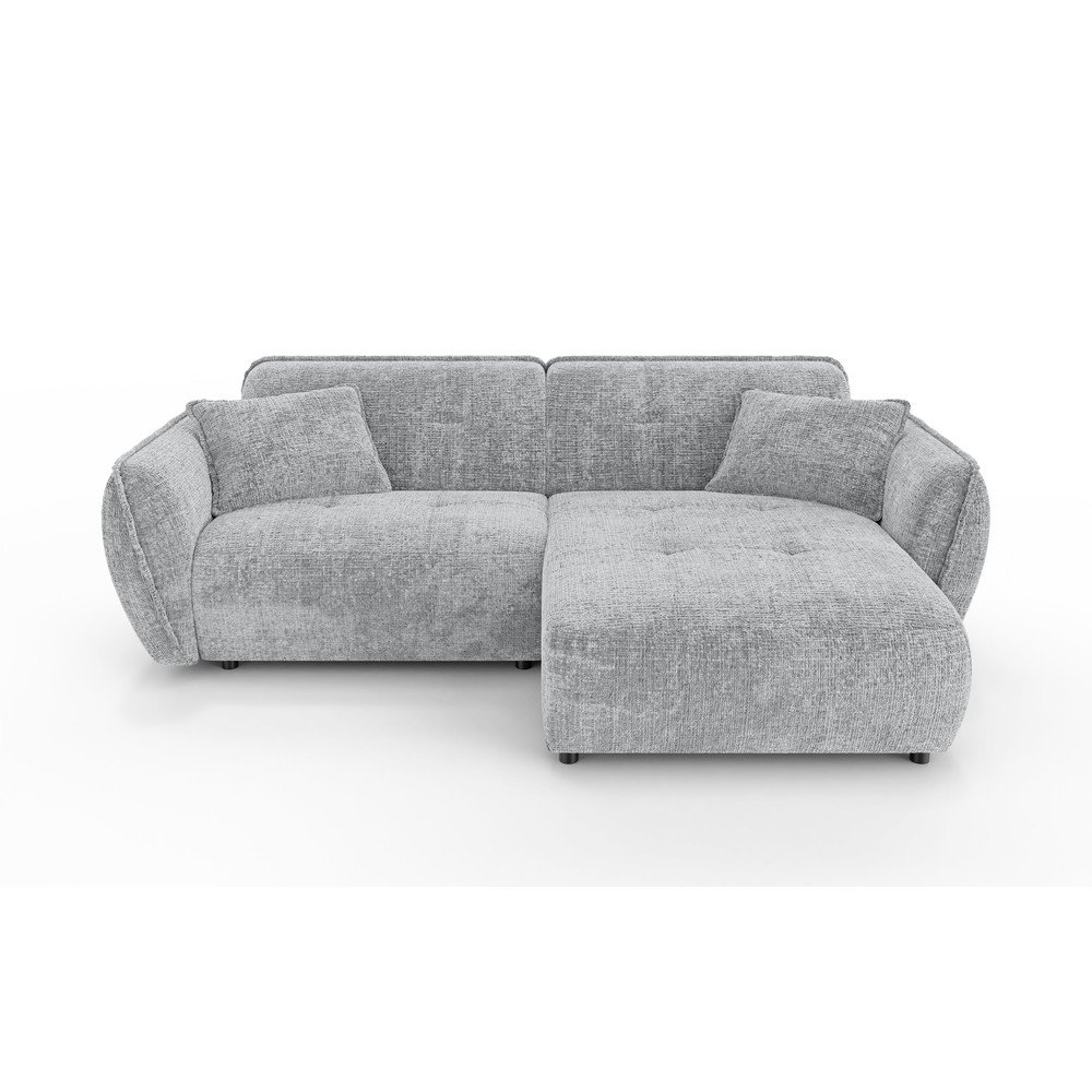 Světle šedá žinylková rohová pohovka (pravý roh/s lenoškou) Nelia – Ropez Ropez