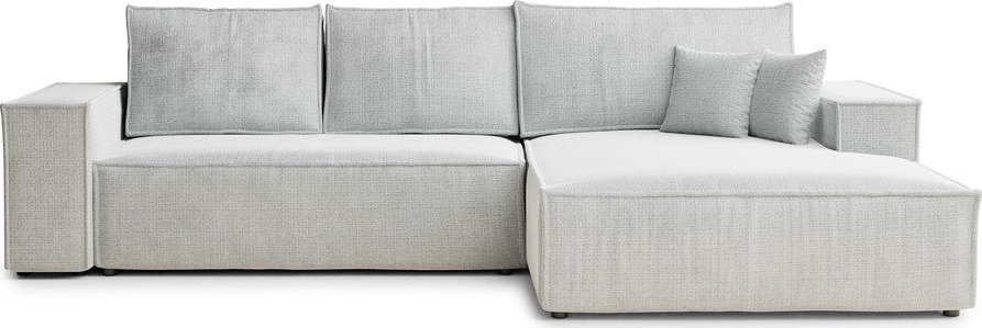 Světle šedá žinylková rozkládací/s úložným prostorem rohová pohovka (pravý roh/s lenoškou) Maze – Maison de Rêve Maison de Reve