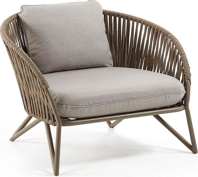 Světle šedé/hnědé kovové zahradní křeslo Branzie – Kave Home Kave Home