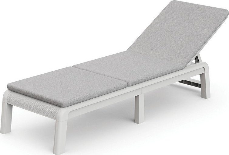 Světle šedé plastové/polstrované polohovací/skládací zahradní lehátko Atlas – Keter Keter