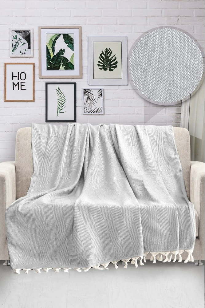 Světle šedý bavlněný přehoz přes postel Viaden HN