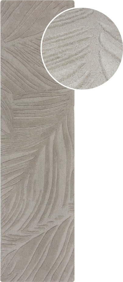 Světle šedý vlněný koberec běhoun 60x230 cm Lino Leaf – Flair Rugs Flair Rugs