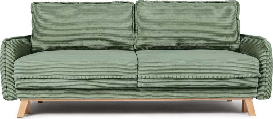 Světle zelená manšestrová rozkládací/s úložným prostorem pohovka 218 cm Tori - II. jakost – Bonami Selection Bonami Selection