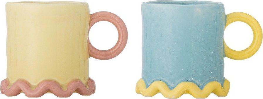 Světle žluté/ světle modré keramické hrnky v sadě 2 ks 350 ml Polly – Bloomingville Bloomingville
