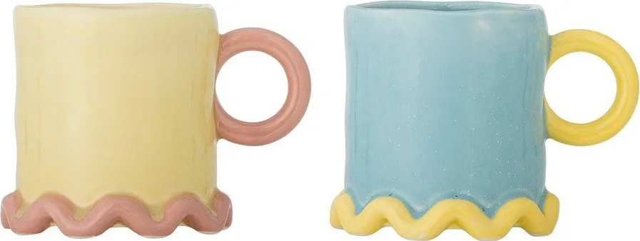 Světle žluté/ světle modré keramické hrnky v sadě 2 ks 350 ml Polly – Bloomingville