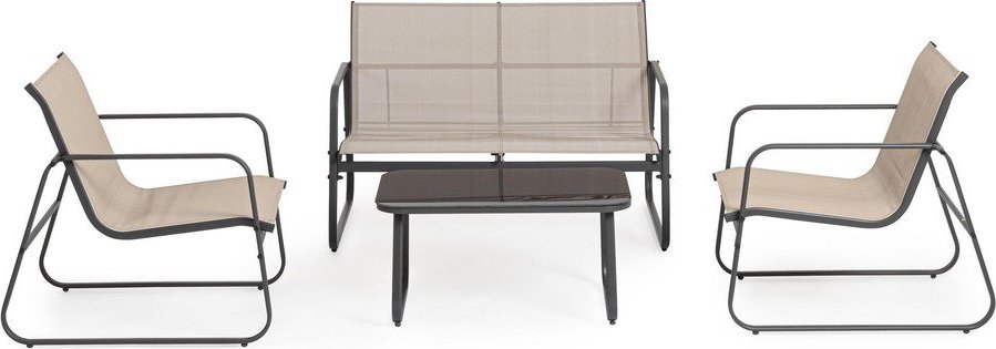 Taupe ocelový zahradní lounge set pro 4 Gonzalo – Bizzotto Bizzotto