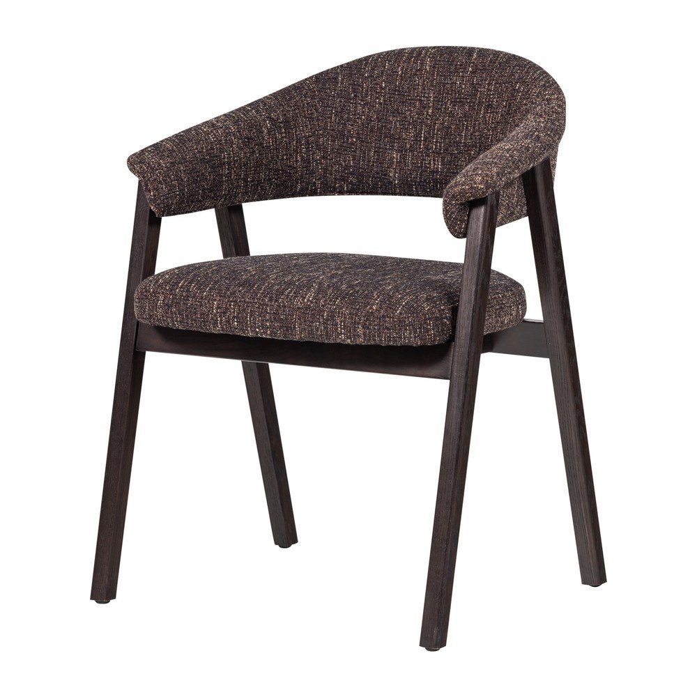 Tmavě hnědá čalouněná jídelní židle s područkami Tunar – WOOOD WOOOD