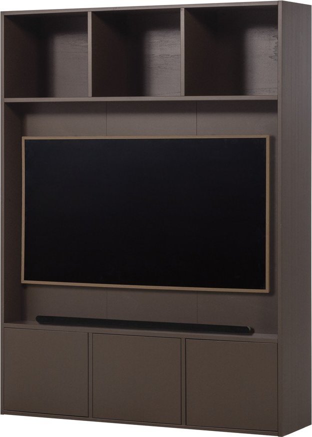 Tmavě hnědá TV sestava z borovicového dřeva 160x215x40 cm Meggy – WOOOD WOOOD