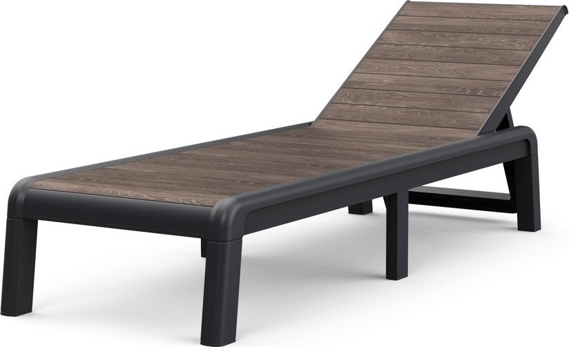 Tmavě hnědé plastové polohovací/skládací zahradní lehátko Deco Porto – Keter Keter