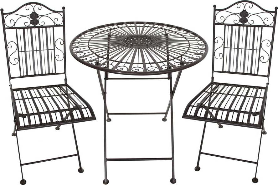 Tmavě hnědý kovový zahradní jídelní set pro 2 – Garden Pleasure Garden Pleasure