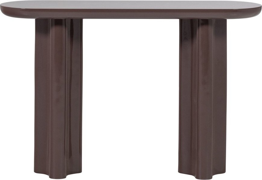 Tmavě hnědý lesklý konzolový stolek 35x120 cm Evara – WOOOD WOOOD