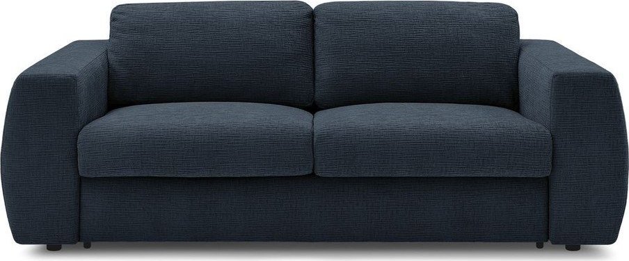 Tmavě modrá žinylková pohovka na každodenní spaní/rozkládací 220 cm Hugo – Bobochic Paris Bobochic Paris