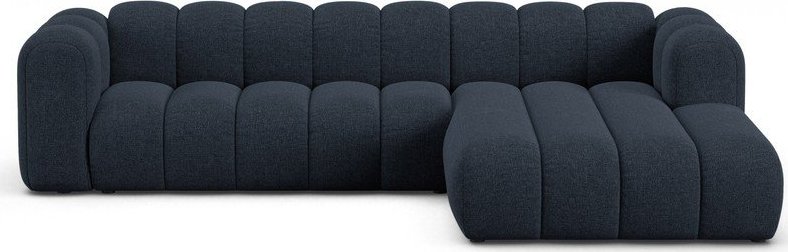 Tmavě modrá žinylková rohová pohovka (pravý roh/s lenoškou) Lupine – Micadoni Micadoni