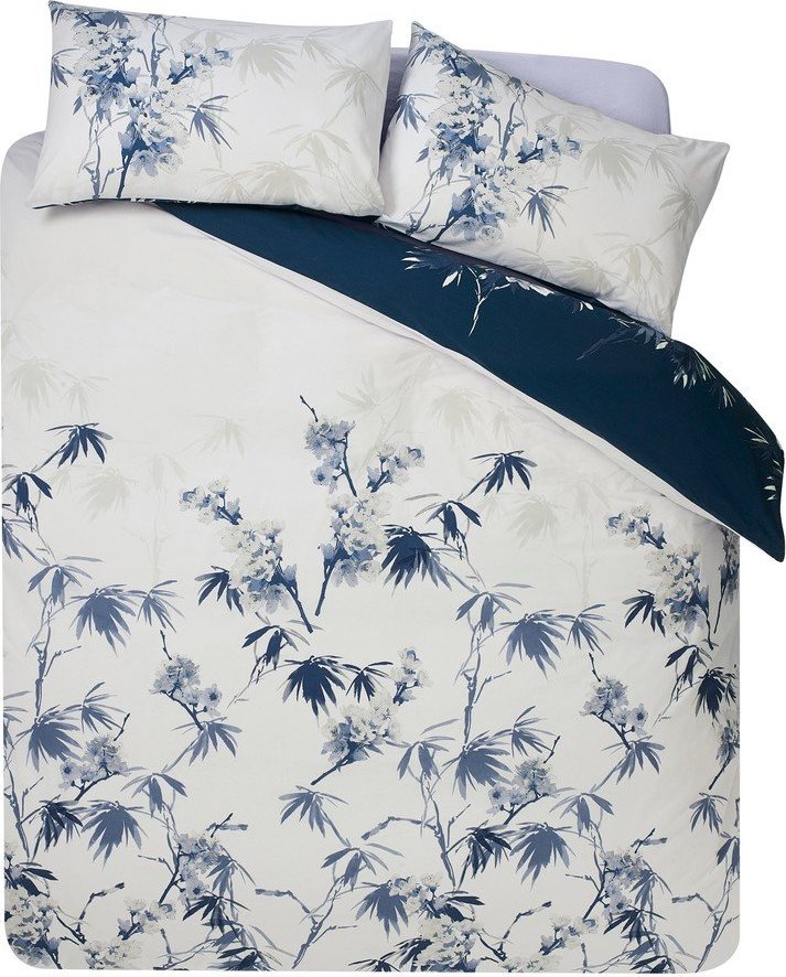 Tmavě modré/krémové povlečení na jednolůžko 135x200 cm Kyoto Floral – Catherine Lansfield Catherine Lansfield