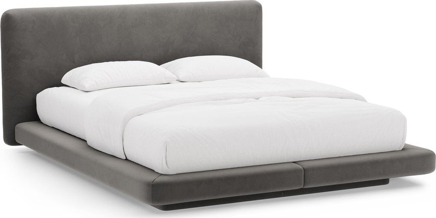 Tmavě šedá čalouněná dvoulůžková postel 140x200 cm Linea – Micadoni Micadoni