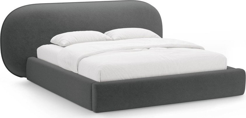 Tmavě šedá čalouněná dvoulůžková postel s úložným prostorem s roštem 180x200 cm Ovalo – Micadoni Micadoni