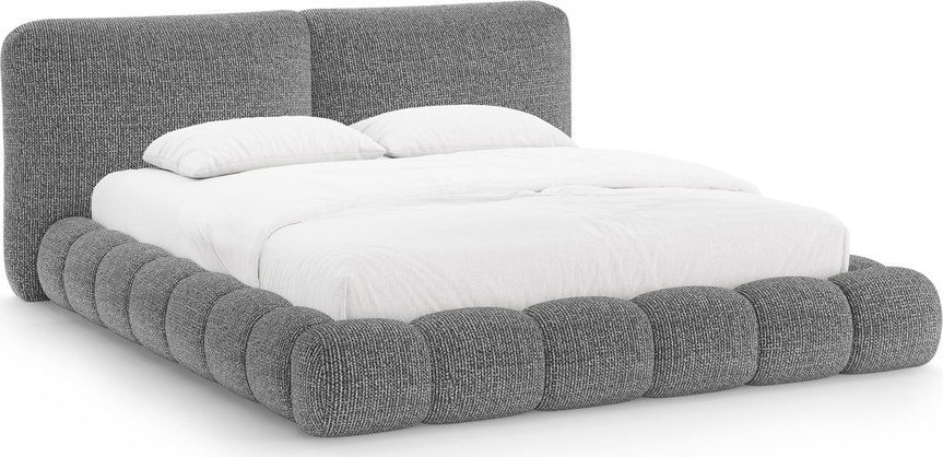 Tmavě šedá čalouněná dvoulůžková postel s úložným prostorem s roštem 200x200 cm Solange – Micadoni Micadoni