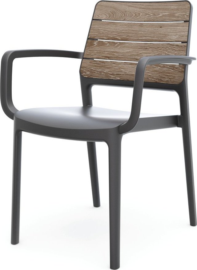 Tmavě šedá/hnědá plastová zahradní židle Deco Porto – Keter Keter