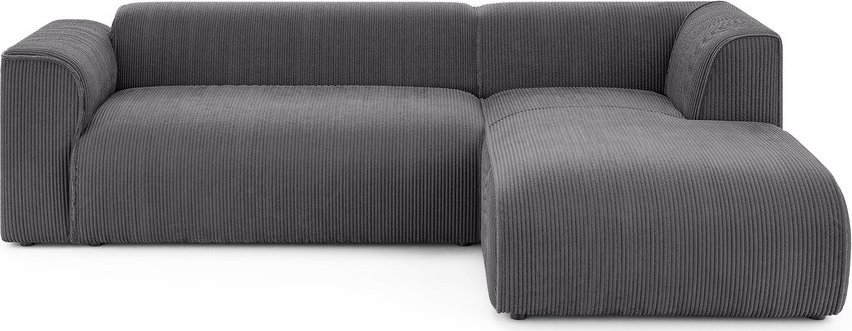 Tmavě šedá manšestrová rohová pohovka (pravý roh/s lenoškou) Merid – Ropez Ropez