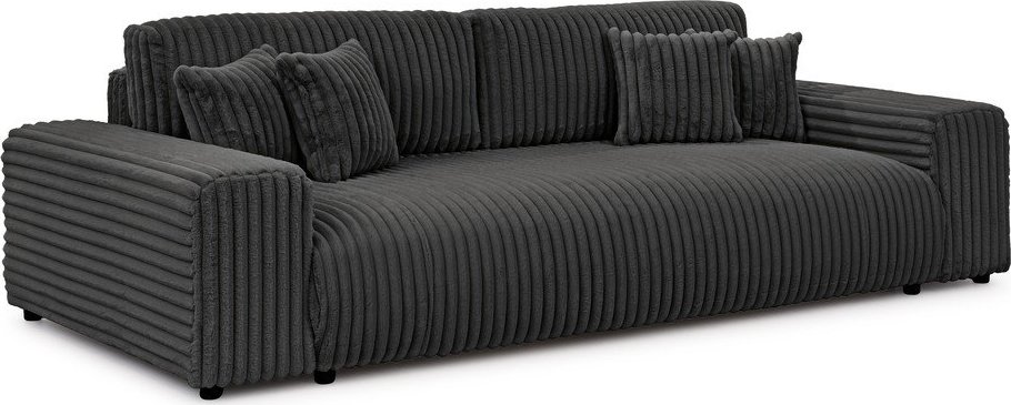 Tmavě šedá manšestrová rozkládací/s úložným prostorem pohovka 260 cm Justin – Ropez Ropez