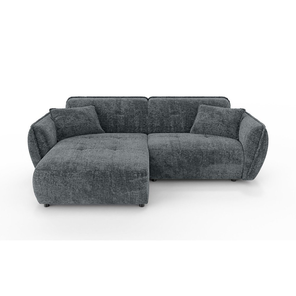 Tmavě šedá žinylková rohová pohovka (levý roh/s lenoškou) Nelia – Ropez Ropez