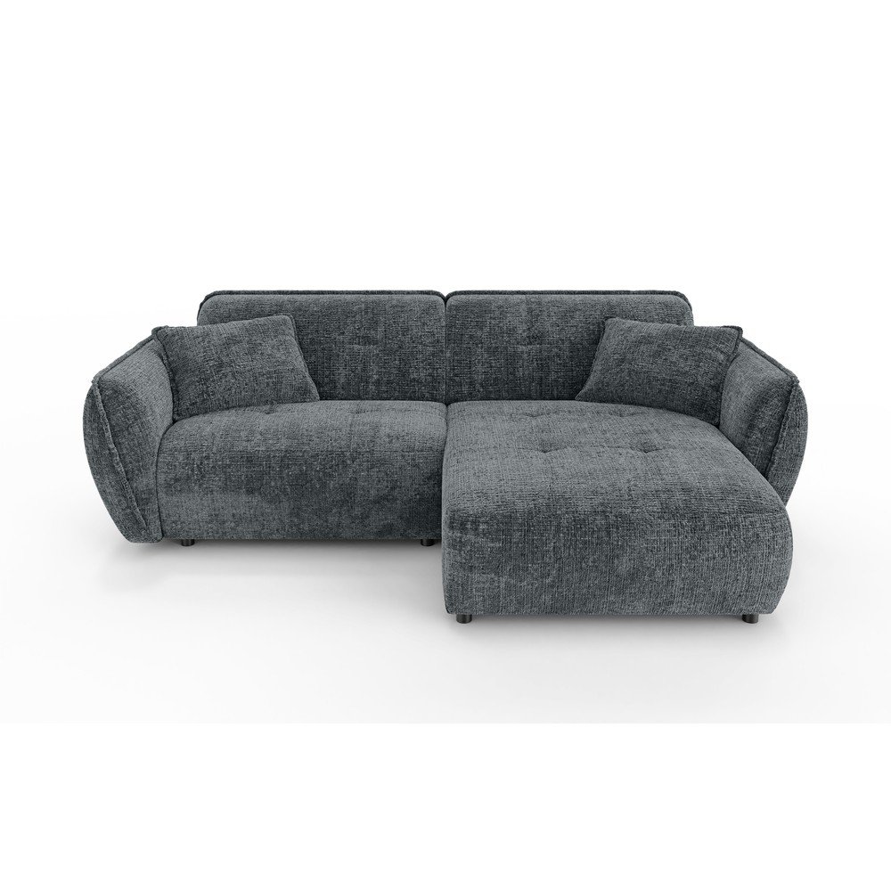 Tmavě šedá žinylková rohová pohovka (pravý roh/s lenoškou) Nelia – Ropez Ropez