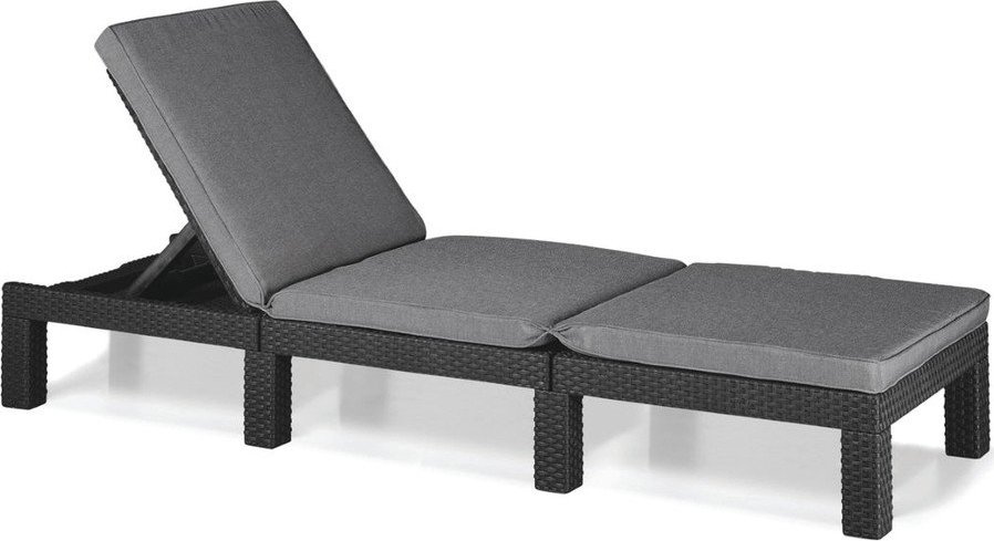 Tmavě šedé polstrované/z umělého ratanu polohovací zahradní lehátko Daytona – Keter Keter