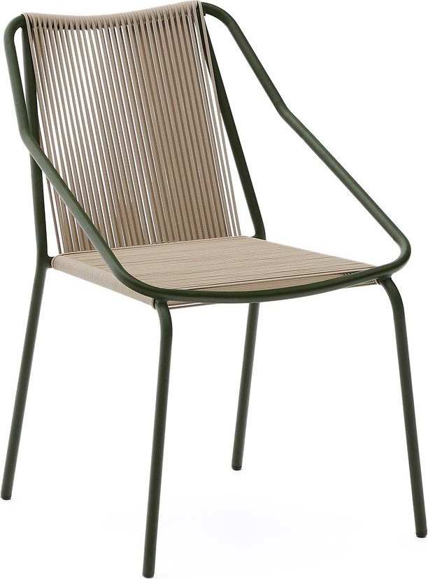 Tmavě zelená/béžová kovová zahradní židle Zivia – Kave Home Kave Home