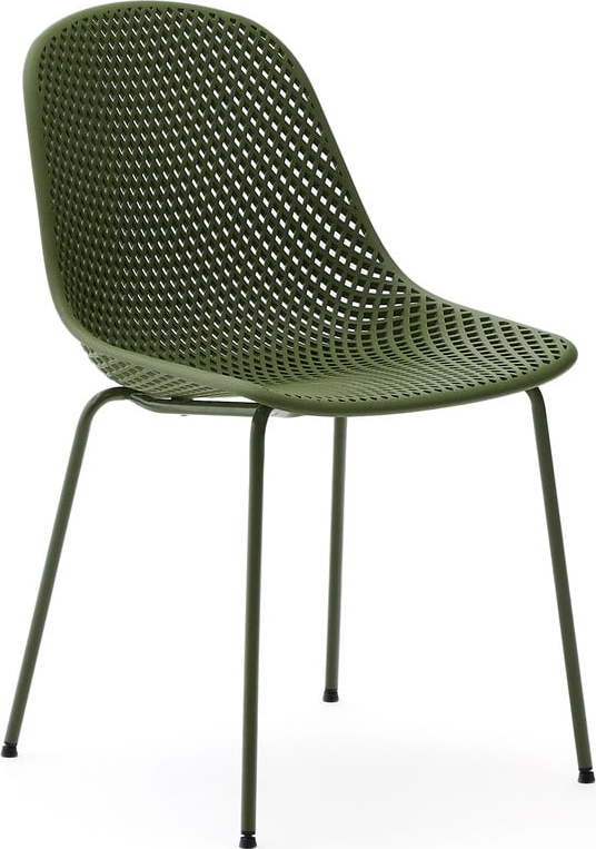 Tmavě zelená kovová zahradní židle Quinby – Kave Home Kave Home